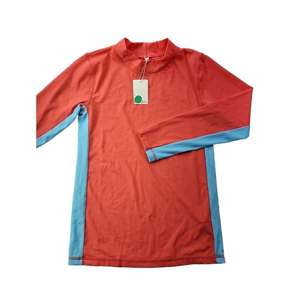 NEW Boden Girl Youth 11-12Y Orange Blue Rash Guard Sun Swim Shirt UPF40+ Unisex